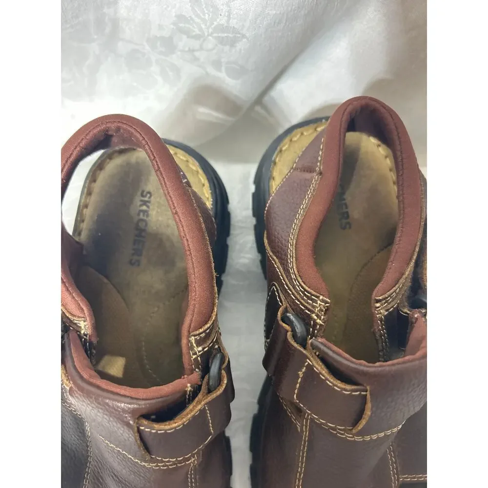 Skechers Leather Fisherman Sandals 9 Brown Strap On Y2K Style Chunky